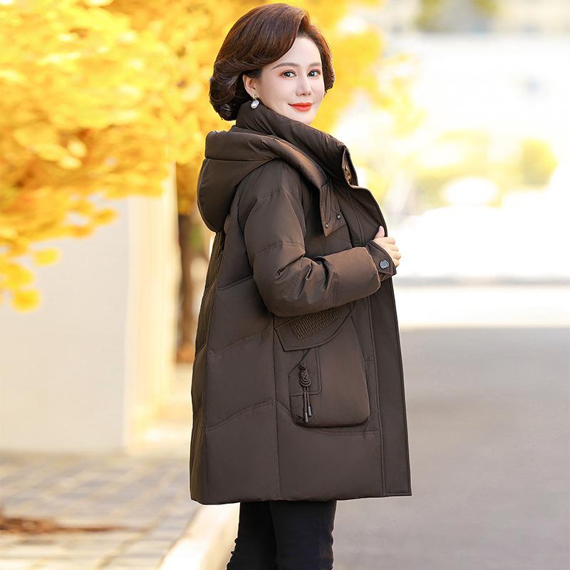 

Тонкий и легкий пуховик с воротником-стойкой для женщин, короткий, зимний, теплый пуховик из белого утиного пуха, модный, универсальный пуховик 6XL-170-95kg темно-коричневого