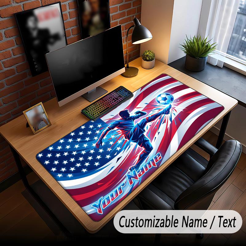 Soccer Theme Custom Mouse Pad Personalized With Name Text Customized Desk Mat For Office Home Decor