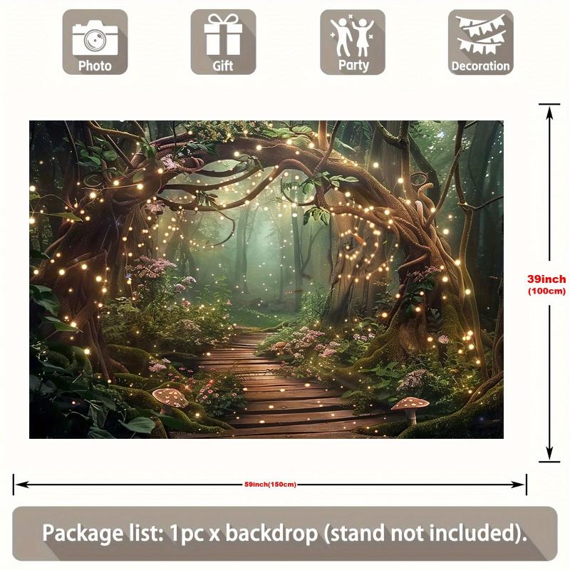 Sparkling Enchanted Forest Tapestry, Party Wedding Photography Backdrop, Home Wall Decor