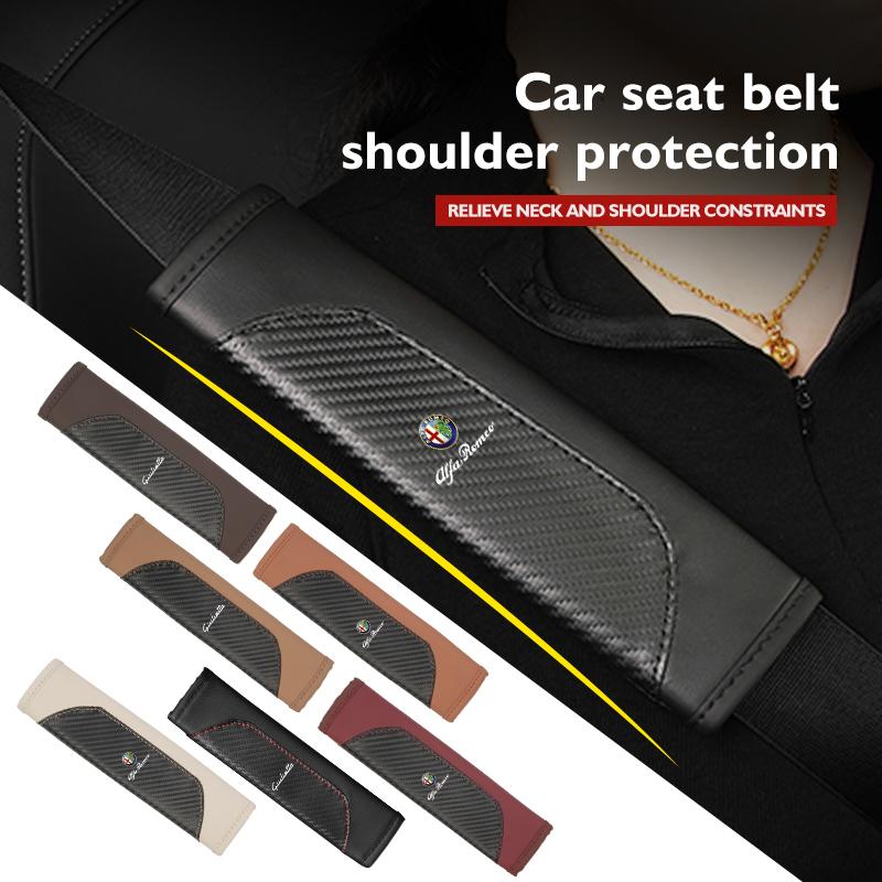 BQVLT1 Car Seat Belt Shoulder Cover Protection Pads Safety Belt Accessories For Alfa Romeo GT Stelvio F1 Brera Volante Tonale Gloria