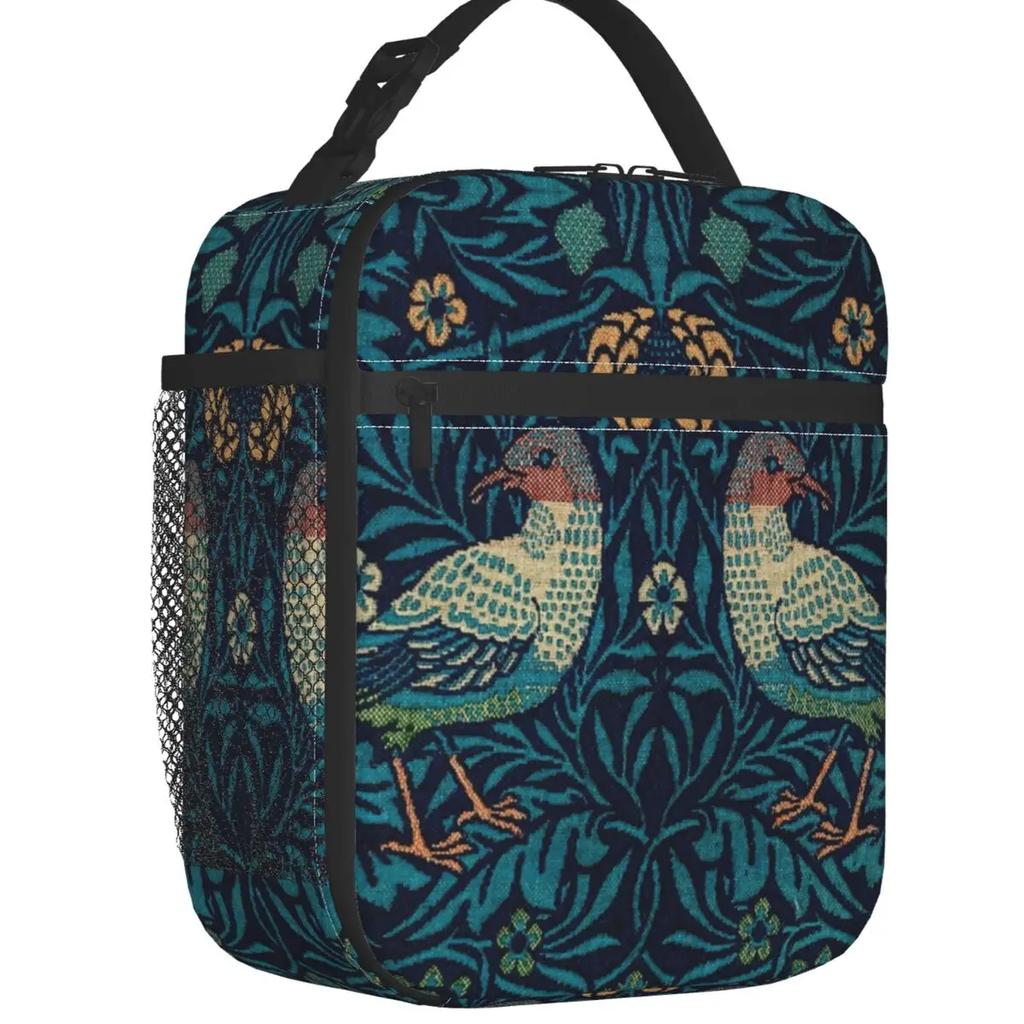 William Morris Vintage Thermal Insulated Lunch Bags Floral Textile Pattern Portable Lunch Container Camp Travel Storage Food Box