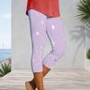 Womens Plus Size High Waist Capri Length Leggings Abstract Vertical Gradient Print Soft Stretchy Casual Workout Cropped Pants