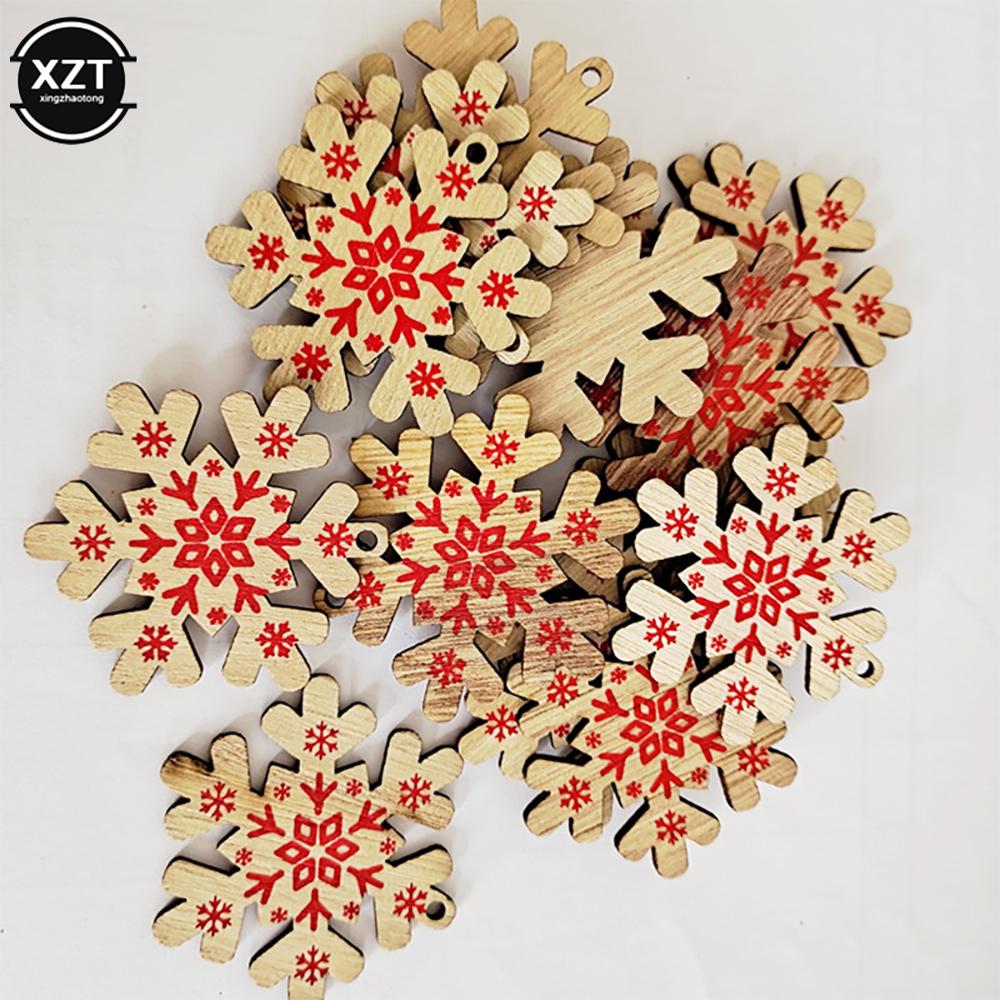 10PCs 5cm Wooden Christmas Ornaments Kids Toys For Chirstmas Tree Hanging Pendants Xmas DIY Decoration For Home Party New Year