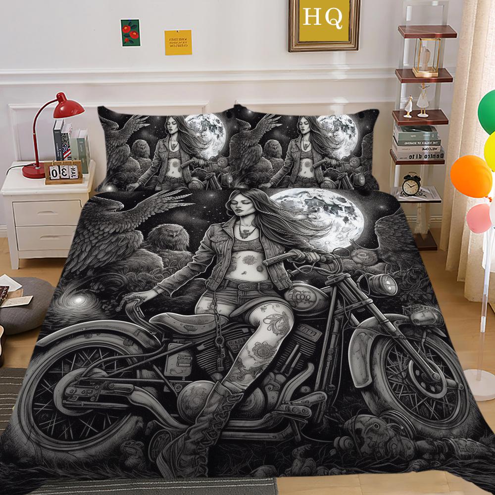 Beauty Skull Printed Comforter Cover Set Twin Size Polyester Bedspreads Man Fashion Design Duvet Cover Set