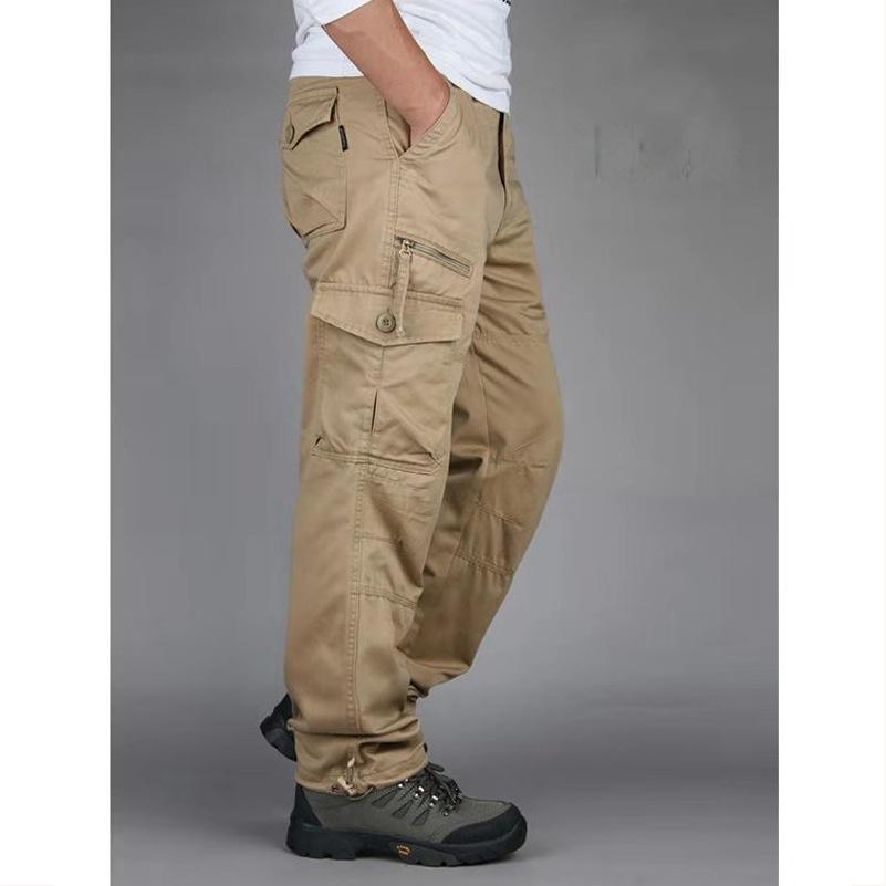 

Комбинезоны мужские весенне-летние тонкие прямые свободные брюки с несколькими карманами Модные молодежные мужские брюки больших размеров для спорта и отдыха XL хаки