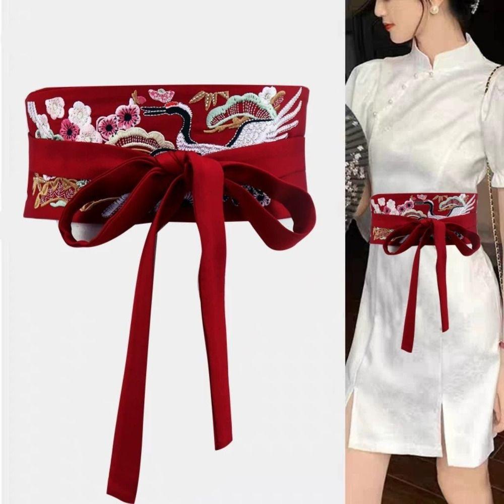 Flower Pattern Hanfu Cummerbund Crane Phoenix Flower Corset Belt Dress Girdle Hanfu Costume
