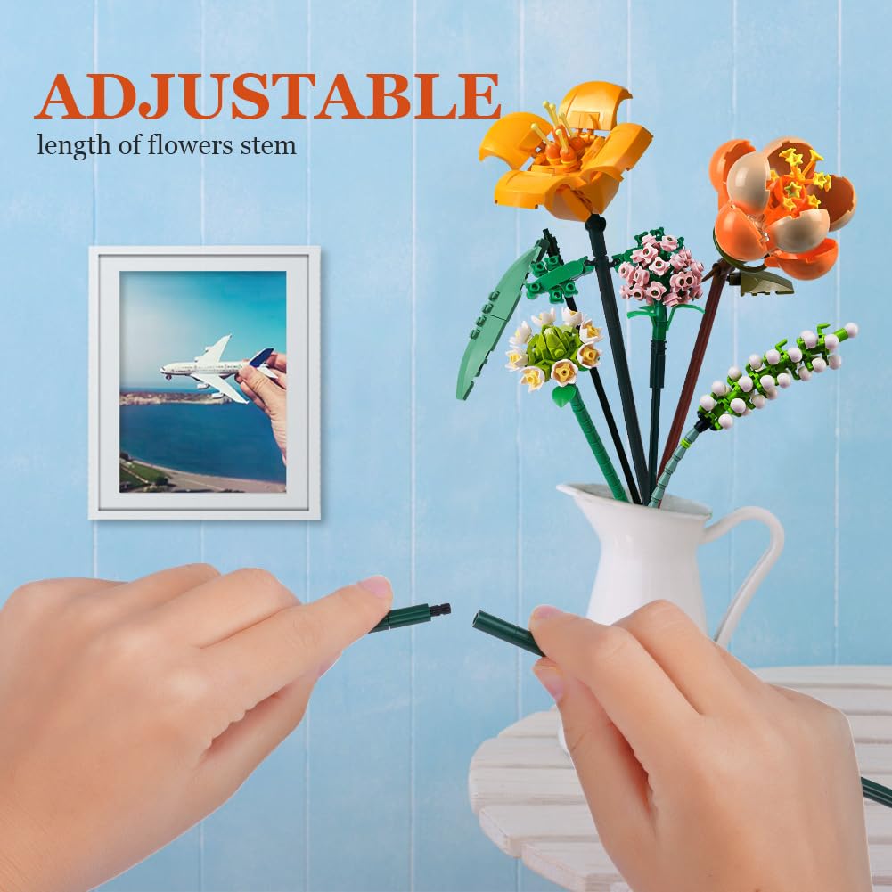 Mini Block Kids Building Toys Bricks Flowers Puzzle Pot Plants Girls Gift Home Decor (1657-1659(With Box))