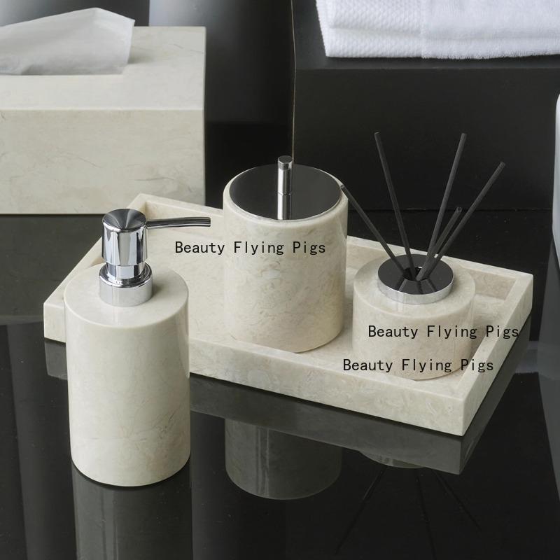 1pc Marble bathroom toiletries Bathroom aromatherapy bottle Tissue box Storage tray ornaments Tissue box Lotion sub bottling