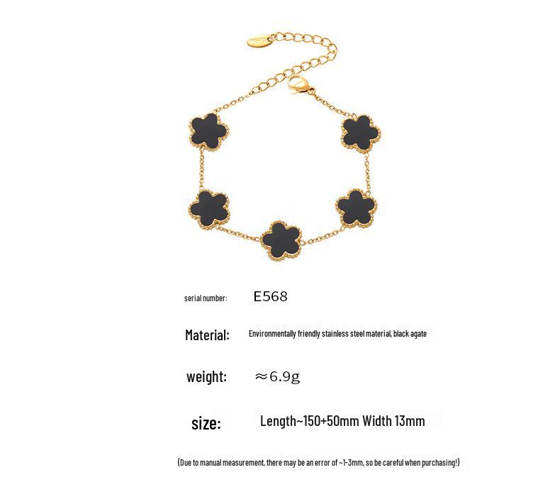 Qiongyao Multi-Color Agate Five-Petal Flower Stainless Steel Bracelet – Light Luxury, Best Friend Gift, In Stock.