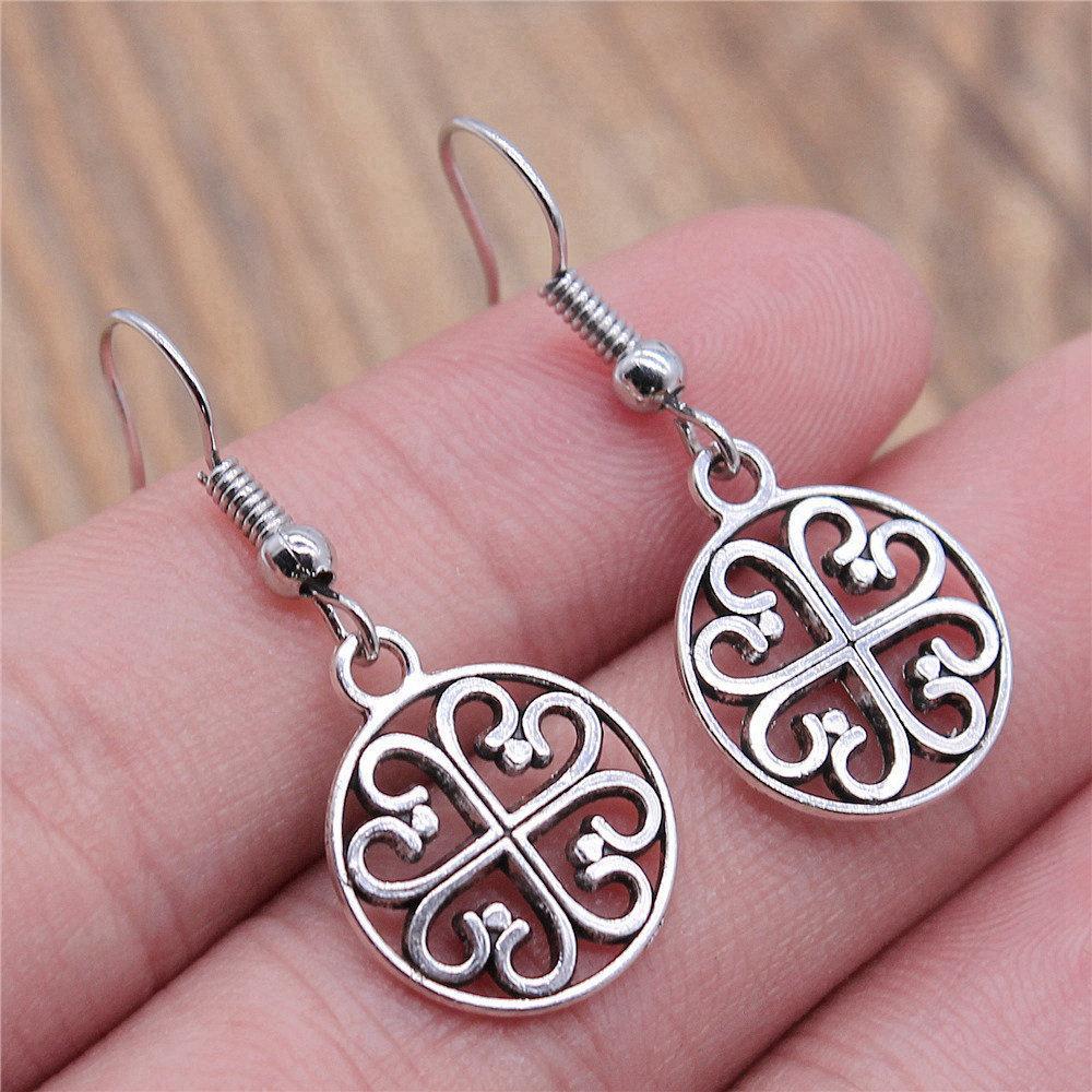 Hängeohrring Pflanze Blume des Lebens Minimalistischer Schmuck Komponenten Ohrringgröße 18x19mm QE020