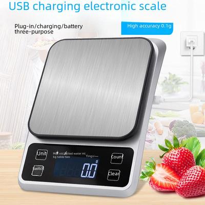 Dobíjecí kuchyňská váha z nerezové oceli, přesnost 0,1 g, váživost 10 kg