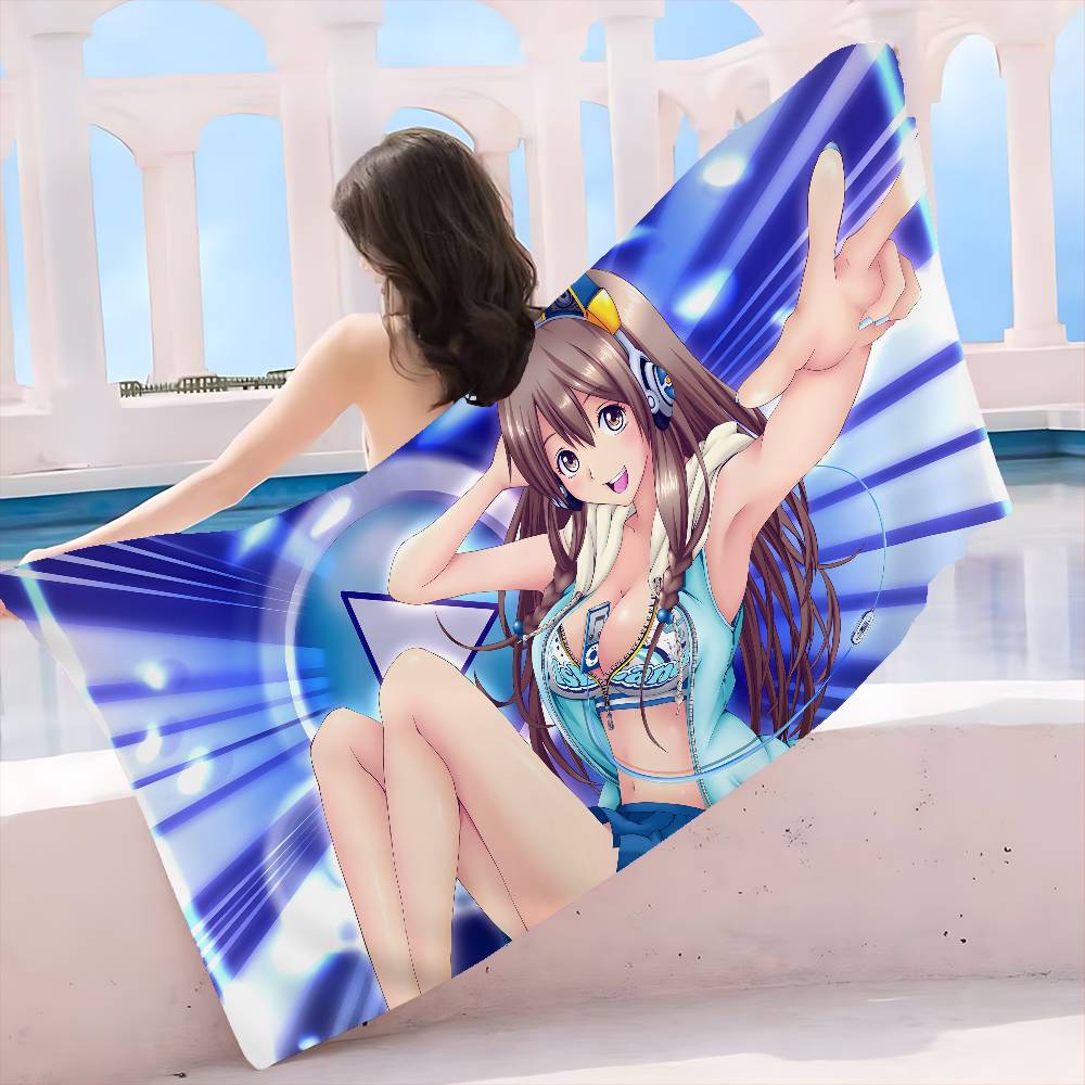Anime Sexy Girls Cute Anime Microfiber Beach Towel Absorbent Quick Dry Soft Yoga Swimming Resort Mountain Climbing Towel
