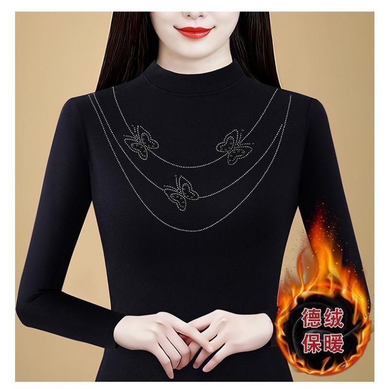 Modisches vielseitiges schlankmachendes und altersreduzierendes Damen-Unterhemd mit Diamant-Schmetterlings-Boden für Herbst und Winter