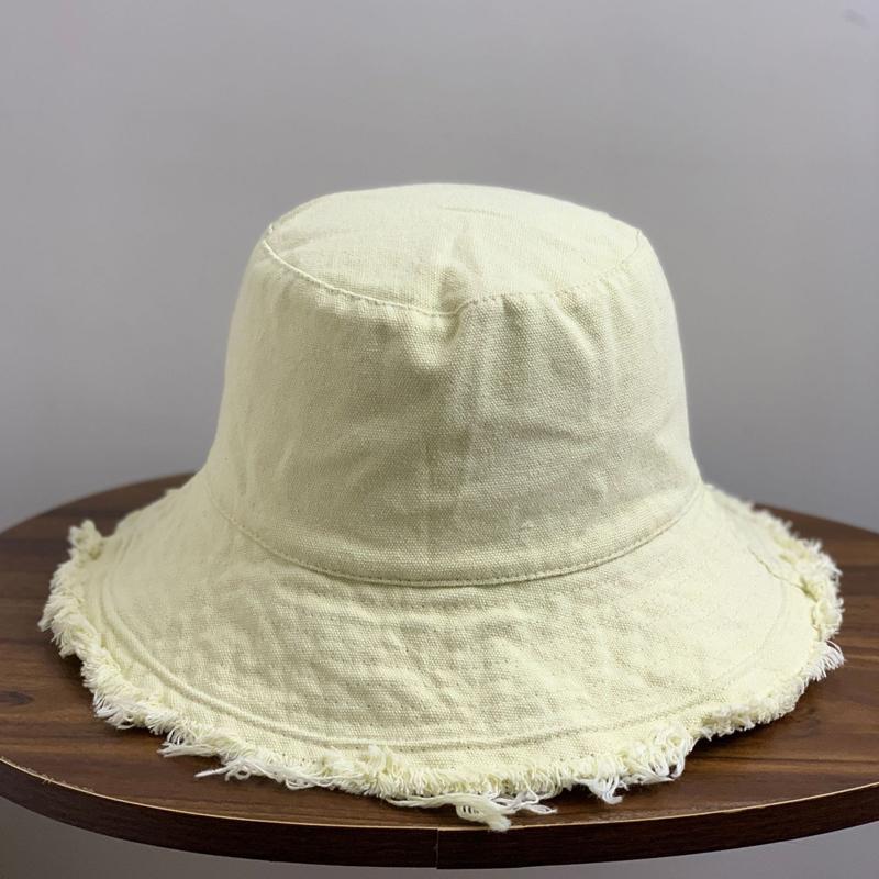 

Cotton Fringed Bucket Hat Soft Fisherman Cap Aluminum Wire Shape Water Wash Women s Four Seasons Solid Outing Basin Hat 55-58cm бежевый