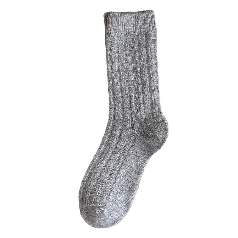 Wool Socks Mid-Tube Socks Season Warm Solid Color Boneless Confinement Socks Plush Thickened Cashmere Pile Socks For Women
