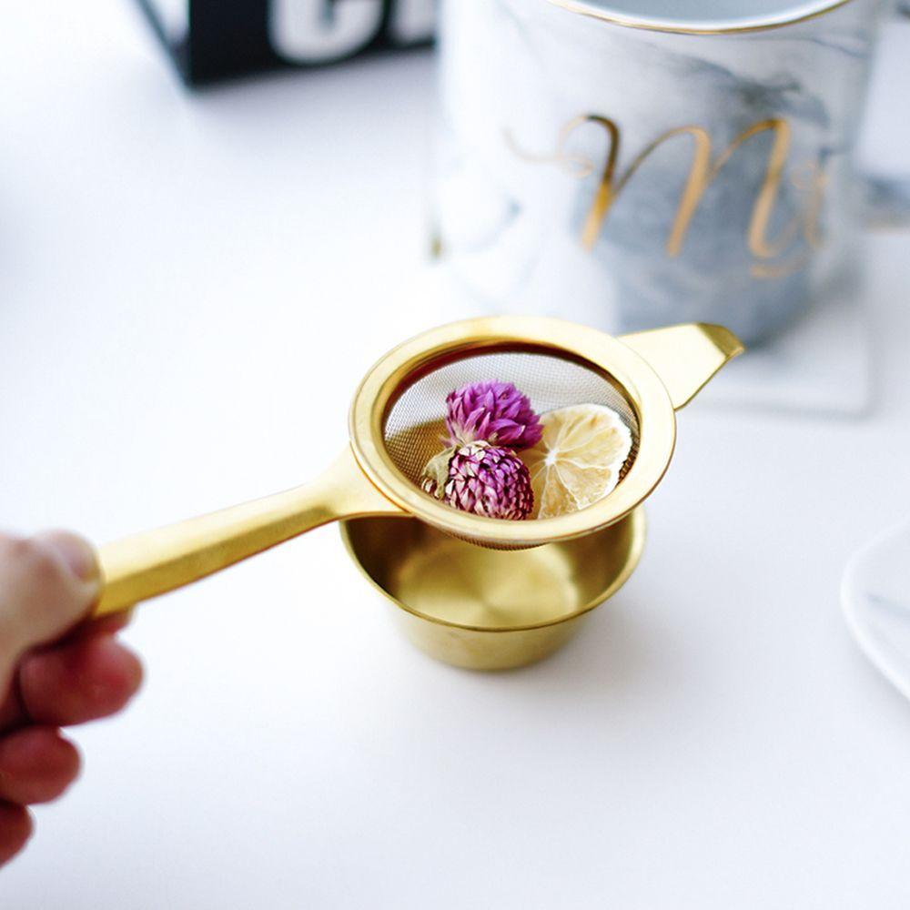 

Entertime Stainless Steel Handle Tea Strainer with Drip Bowl Fine Mesh Infuser срібний