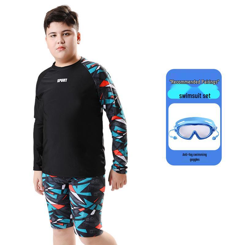 Kids' Long Sleeve Sun-Protective Swimsuit: Quick-Dry, Chlorine-Resistant UPF50+ Two-Piece Set