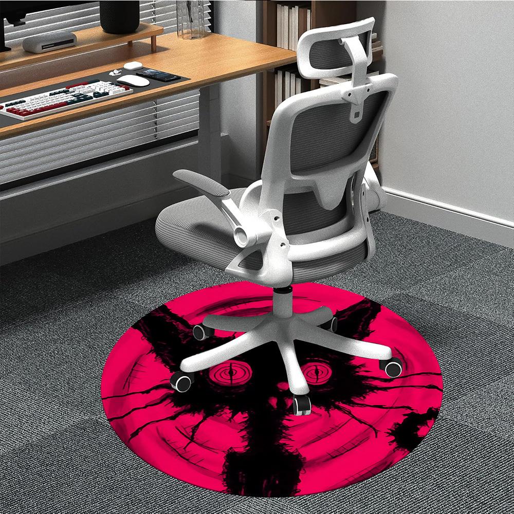 1PC Cat Night Office Round Area Rug, Mat Suitable For Office, Under Office Chairs Bedroom Living Room Home Decor, Room Deco
