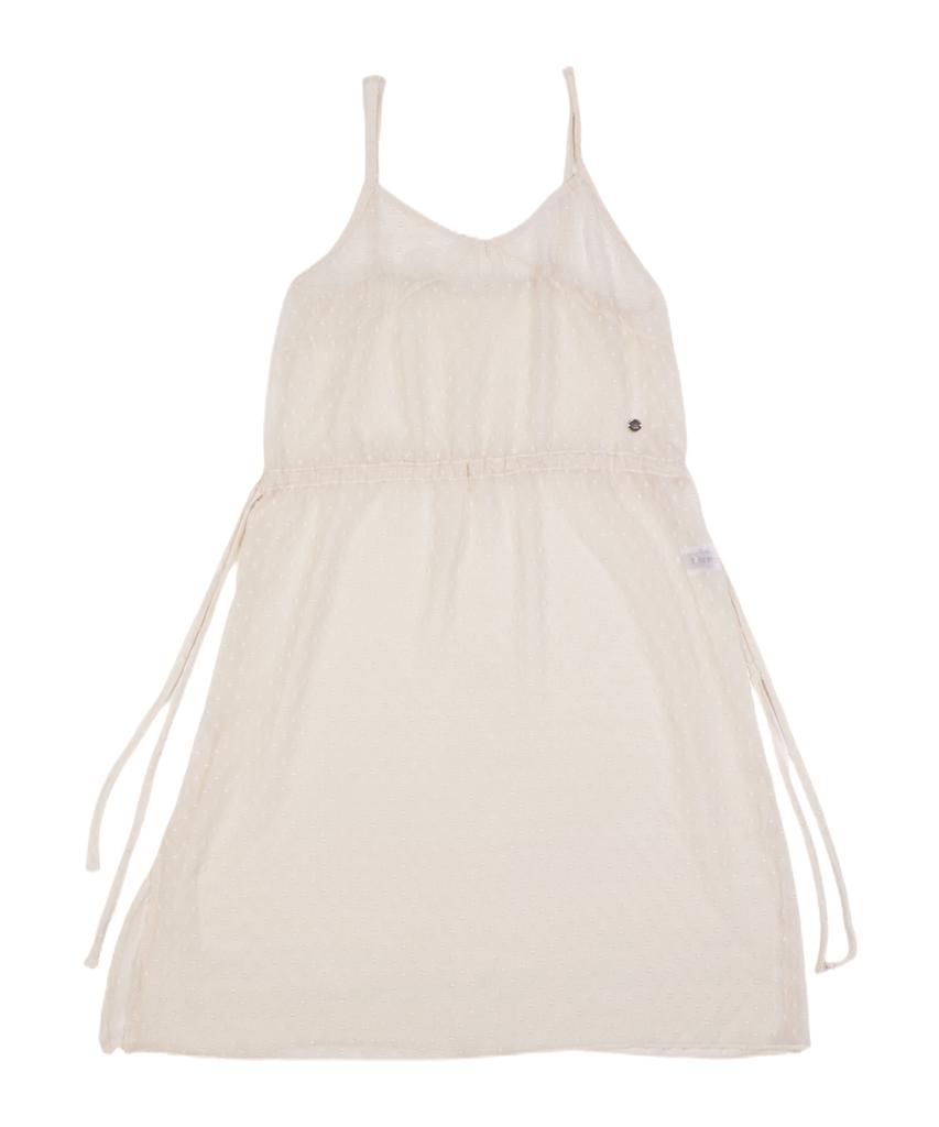 When You Move Dot See-Through Layered Logo Dress Cream