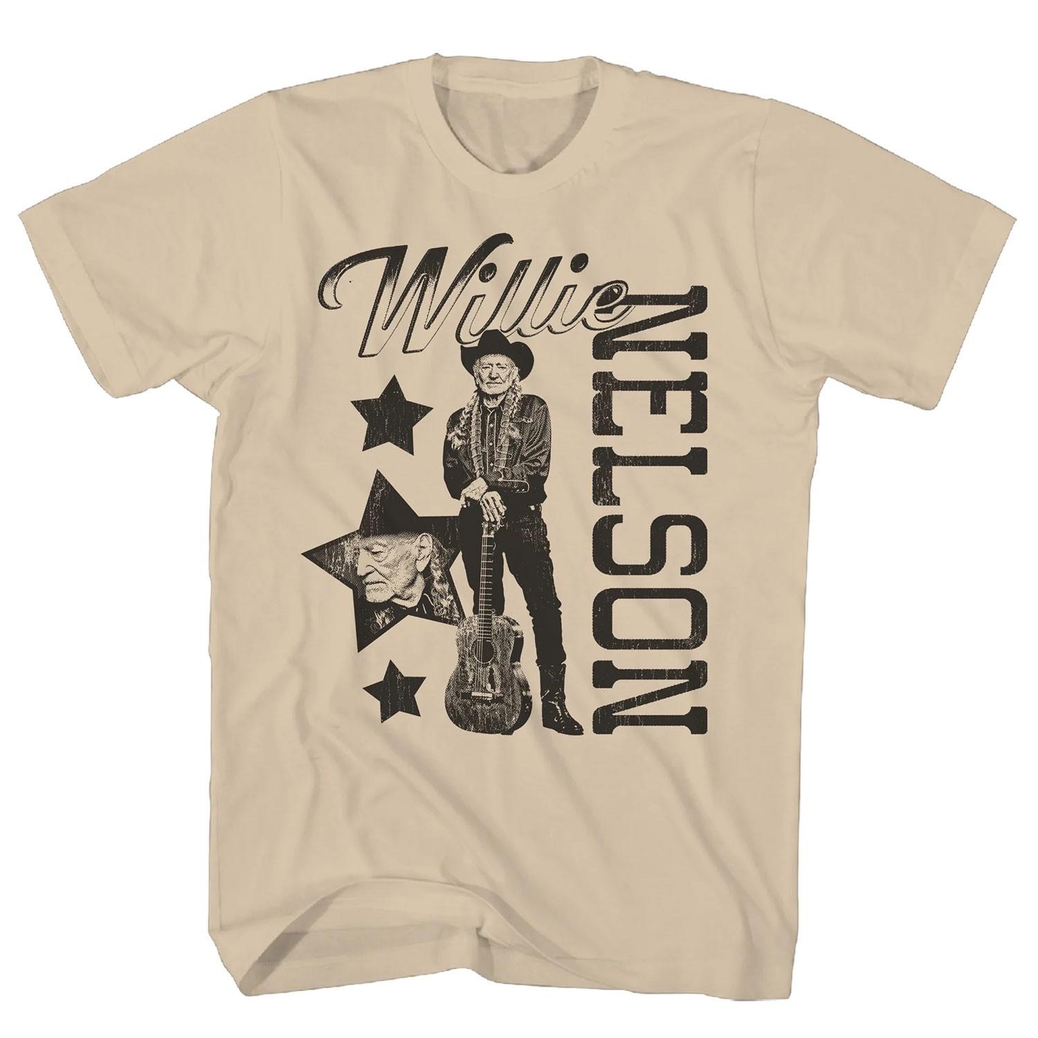 Men s Willie Nelson Photo Star Collage T-shirt X-Large Sand S