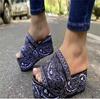 Fashion spring/summer women new high-heeled thick-soled casual all-match graffiti style slippers large size outdoor beach sandals
