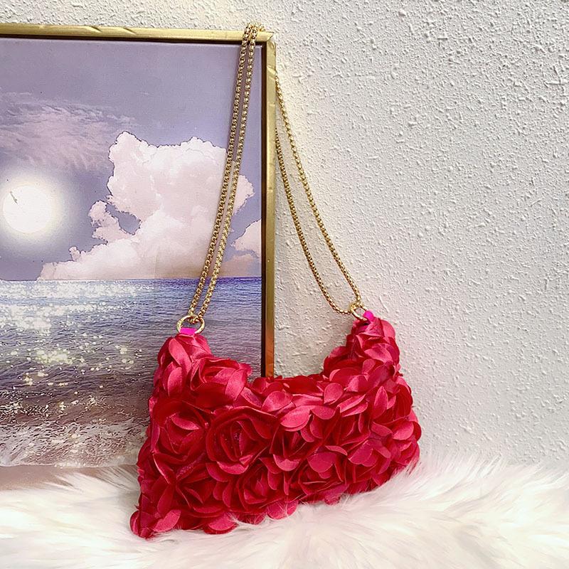 Flower Handbag Evening Bag Rose Bride Small Clutch Purse For Dress Party Handbag Wedding Wallet Women Floral Chain Lady Clutches
