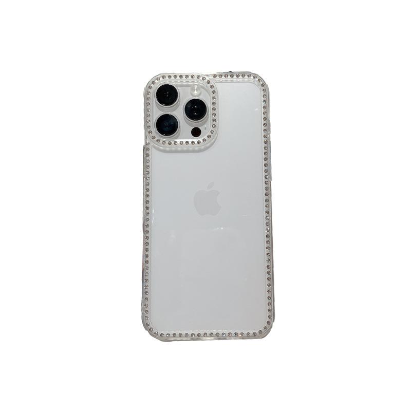Transparent TPU Rhinestone-Trimmed Case for 16/15 Pro Max/14-Shockproof Soft Premium Feel