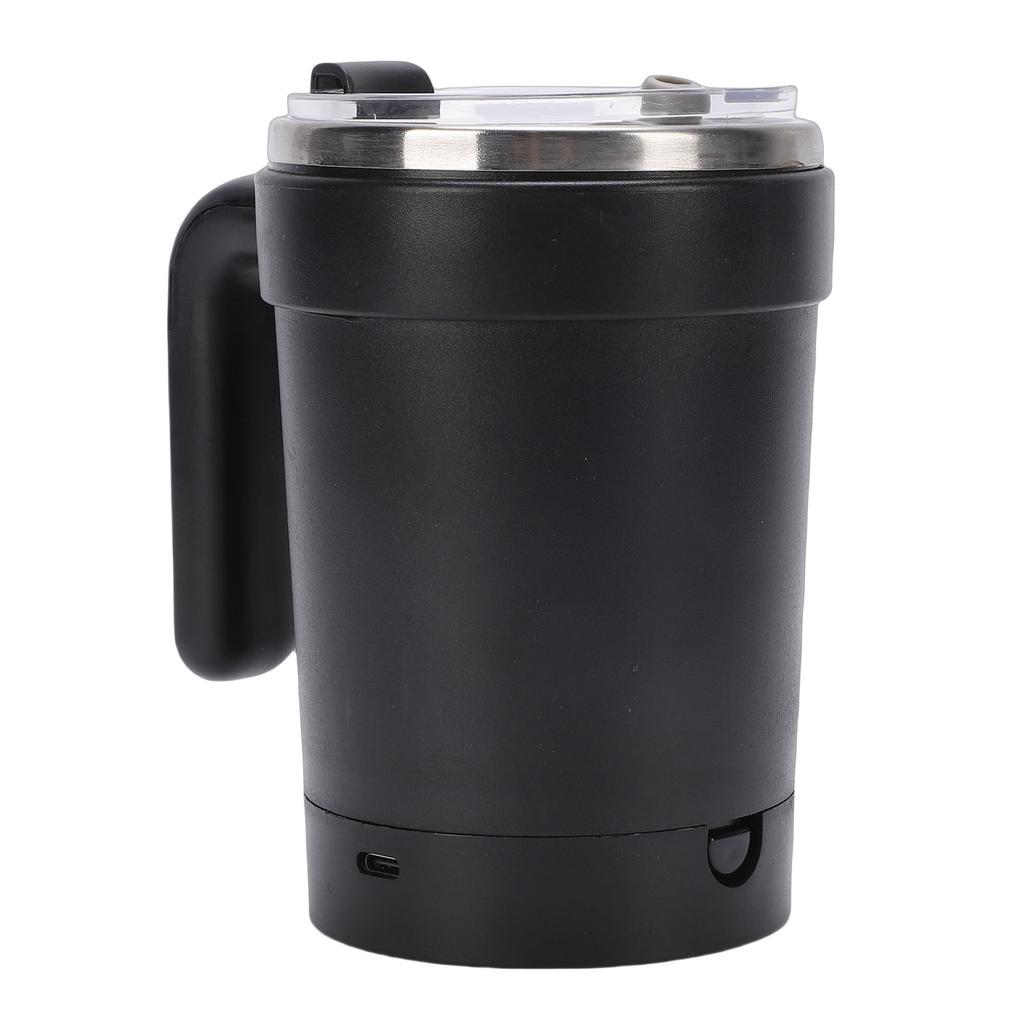 Self Stirring Mug Stainless Steel Automatic Magnetic Coffee Mug USB Rechargeable 380ML Capacity with Straw Black