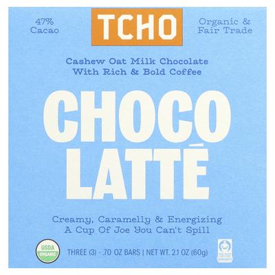 TCHO, Choco Latte, Milchschokolade mit Kaffee, 47 % Kakao, 3 Riegel à 20 g