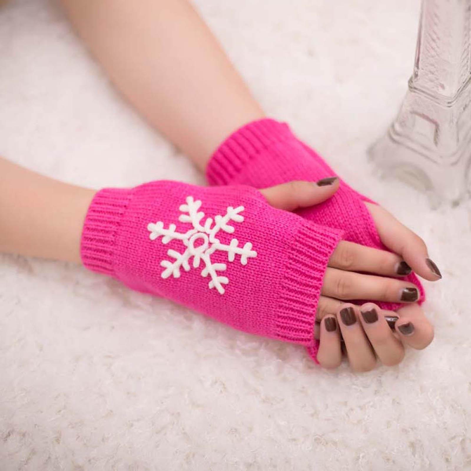 Women Girl Knitted Arm Fingerless Keep Warm Winter Gloves Soft Warm Mitten One Size