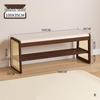 Solid Wood Rattan Shoe Changing Bench