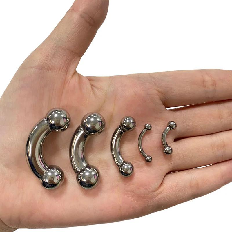 ASTM F136 Titanium PIERC Curved Barbell Nose Ring Large Size 0G-12G Threaded With Balls Earring Lip Stud Eyebrow Labret Piercing