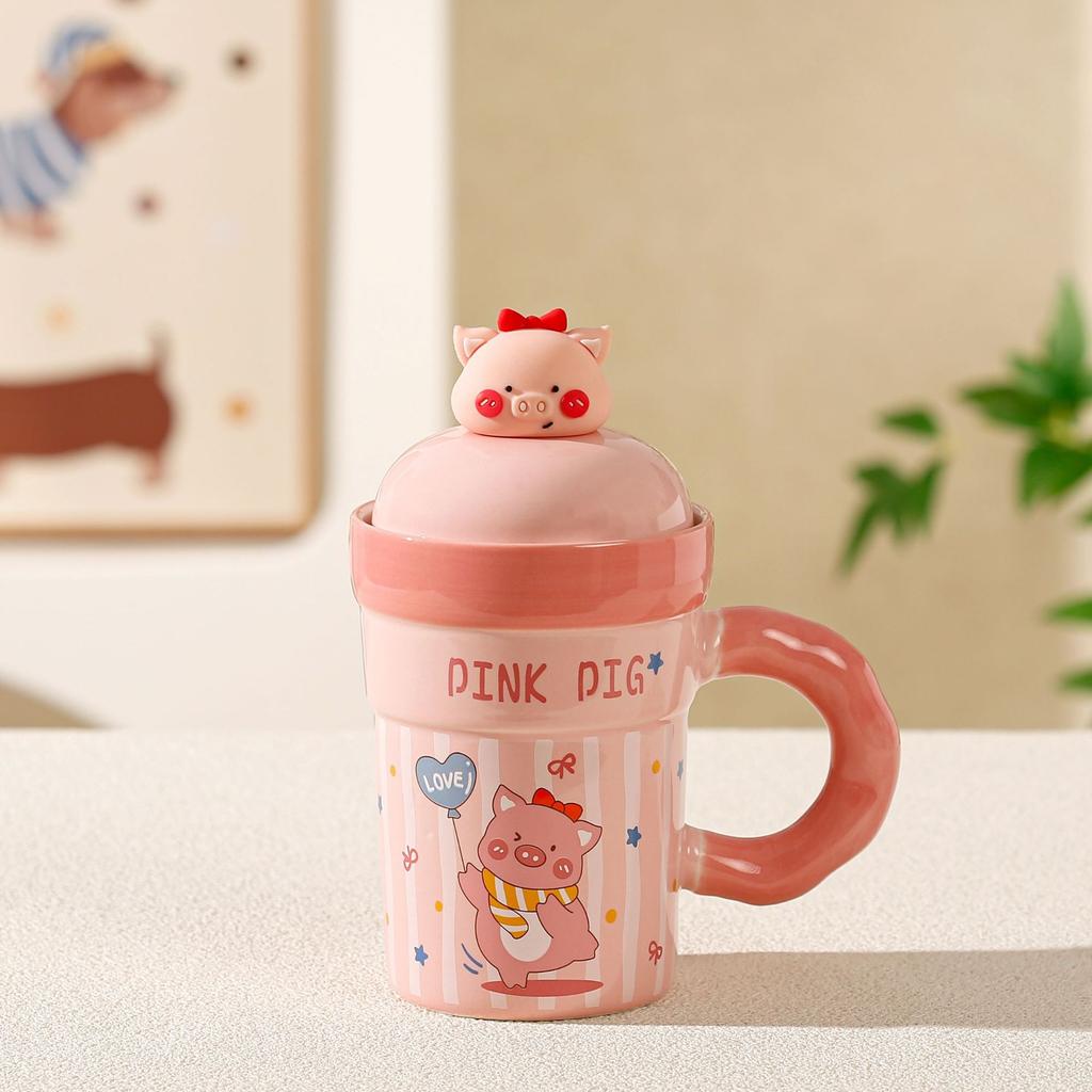 Kreativer Magnetbecher mit Puppe Souvenir Cartoon Niedliches Haustier Keramiktasse Paar Wassertasse mit Deckel Zuhause Büro