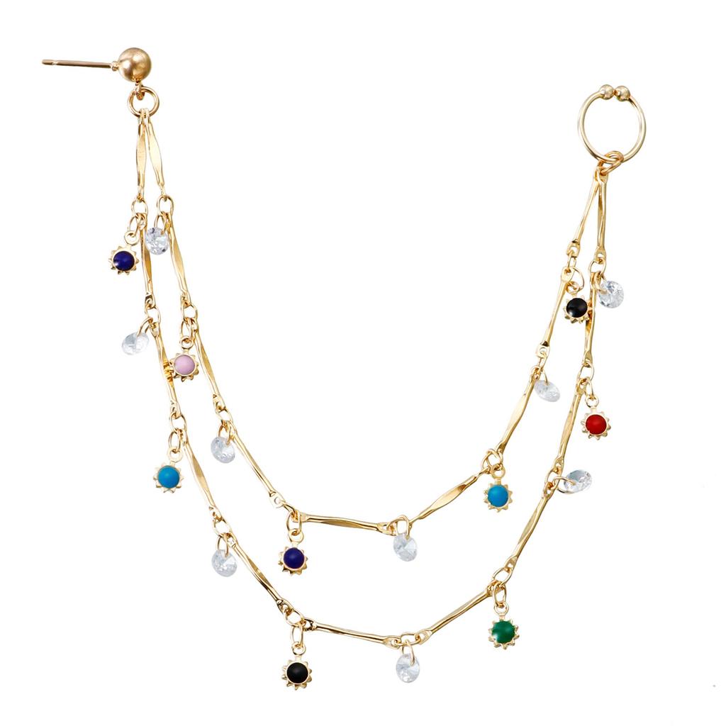 Nose  S Hoop Chain Tassel Ethnic   Double Layers Nose  S Ear S Hoop Chain for Women Girls