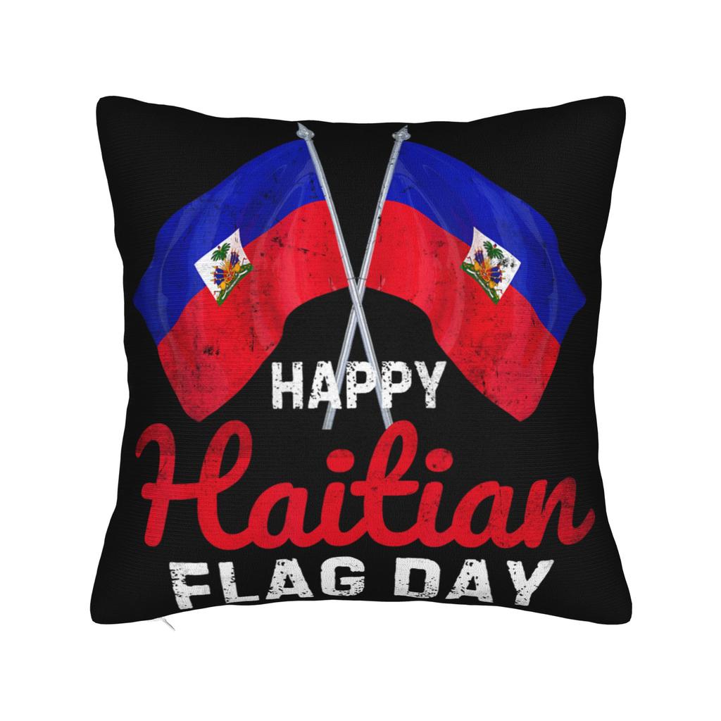 Haiti Haitian Flag Caribbean Souvenir Pillow Cover Comfy Cushion Cover Funny Pillow Case For Couch Sofa Bedroom