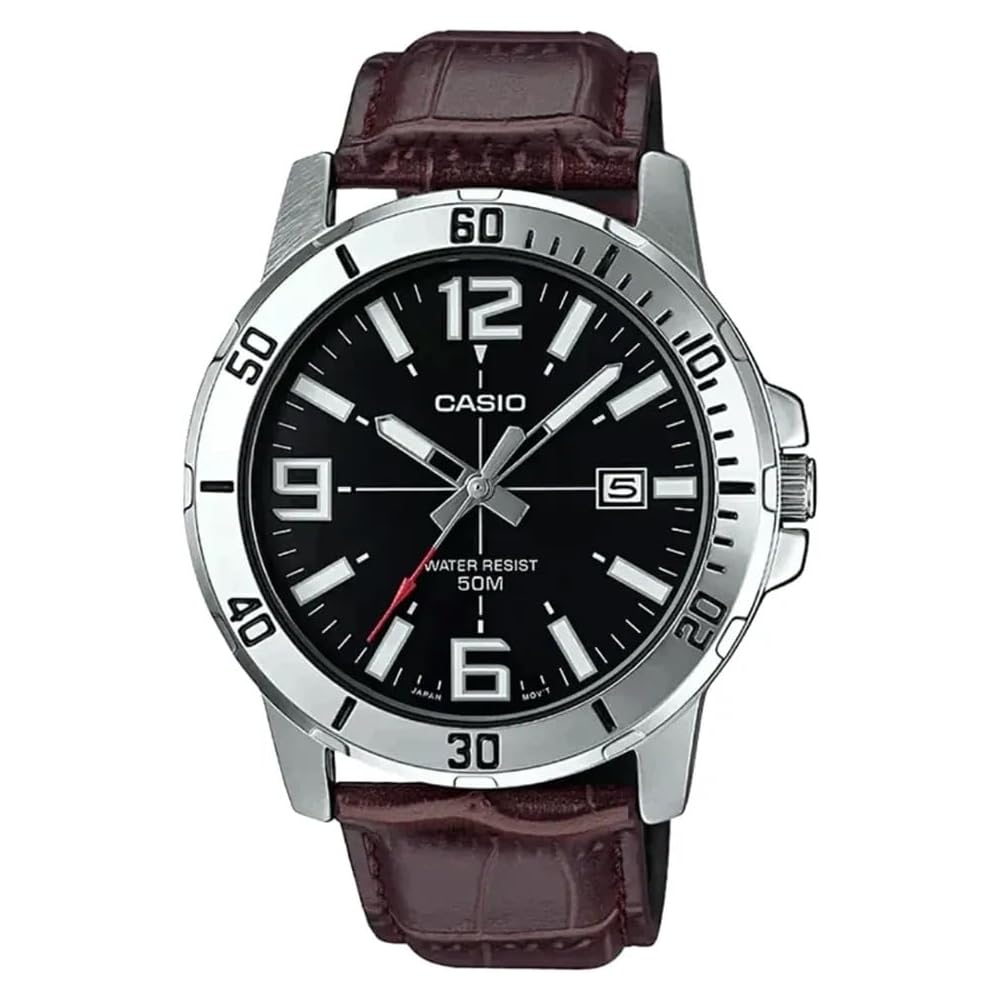 Casio MTP-VD01L-1BV Men s Enticer Stainless Steel Black Dial Casual Analog Watch