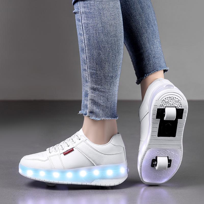 LED Light-Up Roller Shoes: Rechargeable, Wheeled Skates for Kids Adults 40