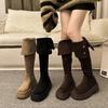 Fashion Two-wear Thick-soled Boots, New Autumn and Winter Knee Suede Women's Thin Tall Versatile Knight Boots