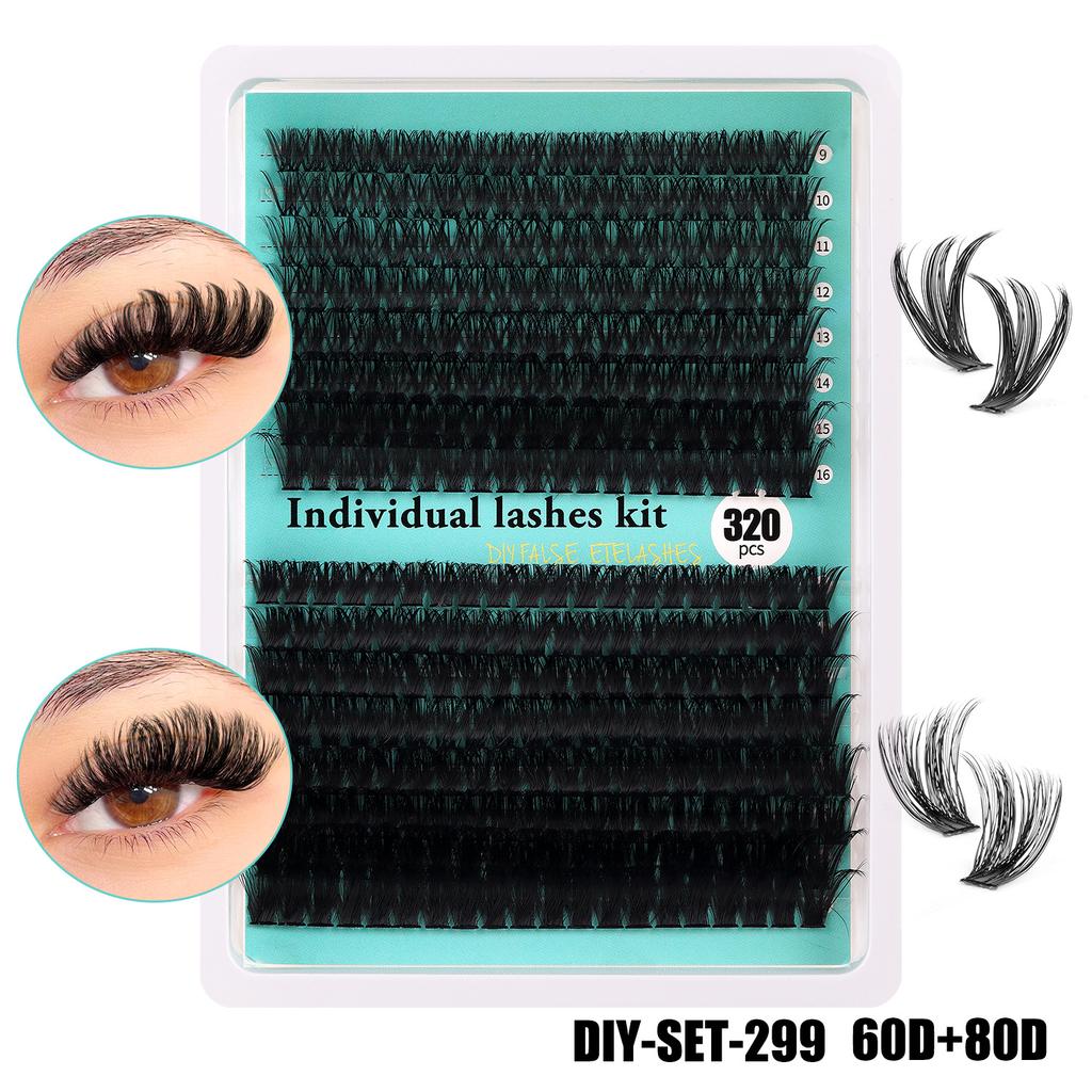 320 Clusters Beauty Lash Extension Kits Private Label Custom Logo 3d Soft Classic Custom Lashes Individual Eyelash Extensions