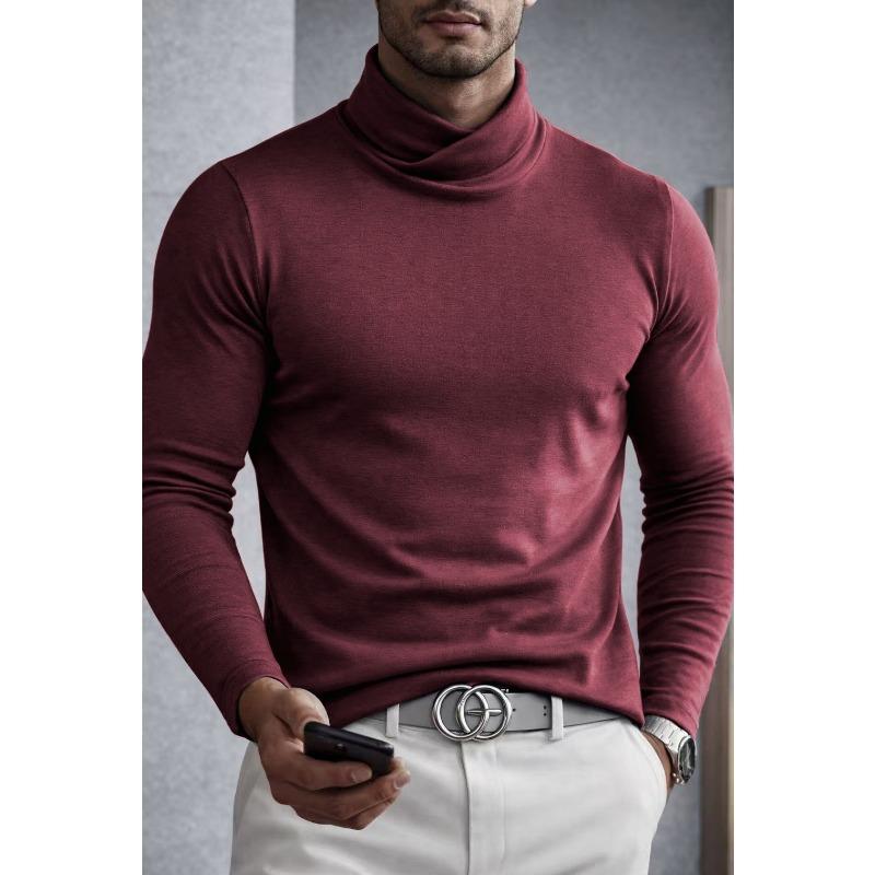 Men S Solid Color Long Sleeve High Neck Base Layer Top