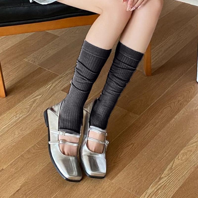 Slouch Socks Ballet Bow Mid Calf Lace Women Thin Hollow Out Summer Breathable Soft Socks for School Date and Fitness
