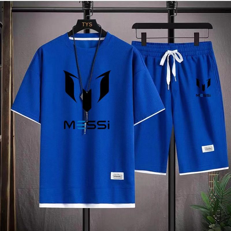 men's T-shirt and shorts set, summer sportswear, loose fitting T-shirt, 2 pieces