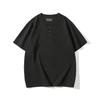 Retro Henry Neck Shirt Men's Short-sleeved T-shirt Summer Trendy Loose Large-size Pure Cotton Shirt