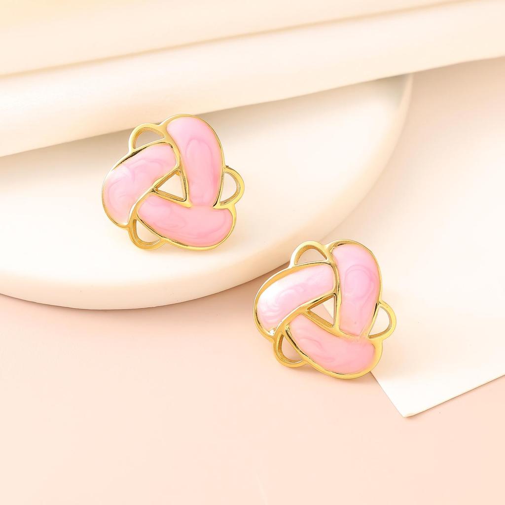 French Enamel Drip Oil Earrings: Stainless Steel, Irregular, Titanium Women's Luxury
