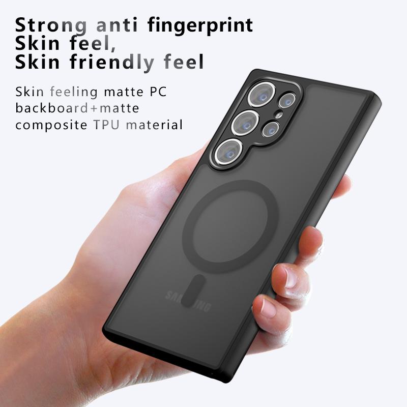 For Samsung Galaxy S24 S23 S22 FE Plus Ultra Matte Anti Fingerprint Shockproof TPU Magnetic Case Anti-drop Non Yellowing Back Cover Casing Shell