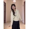 Autumn and Winter Navy Collar Sweater Top Niche Trend Shawl Slim Short Design Sense Inside Knitted Sweater Women