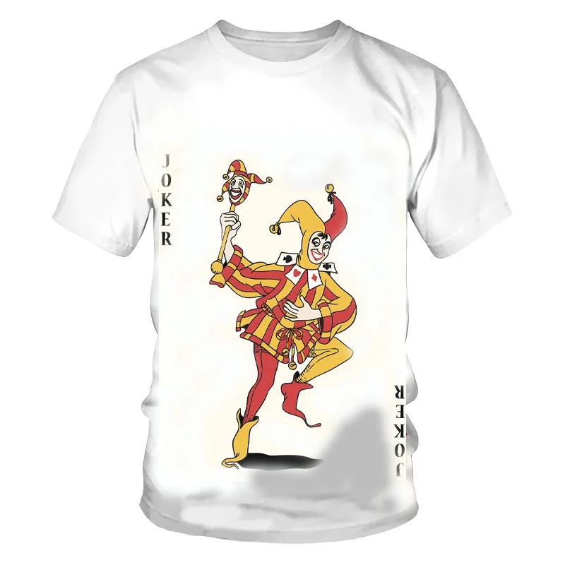 Summer Round Neck Playing Card Pattern 3D Print Top Fashionable Casual Short Sleeved Men's T-shirts