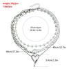 Irregular Heart Pendant Necklace Imitation Pearl CCB Geometric Choker Collar Y2k Statement Accessories