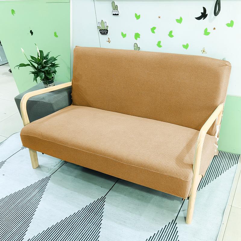 Stretch Futon Slipcover Solid Wood Sofa Cover Furniture Protector Without Armrests Slipcover Soft with Elastic Bottom for Kids, Spandex Jacquard