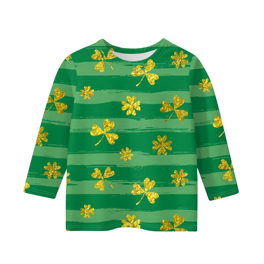 Bedruckte Oberteile für junge Mädchen von 5–16 Jahren, Rundhalsausschnitt, 3/4-Ärmel, T-Shirts, trendige Oberteile, Outfit-T-Shirts